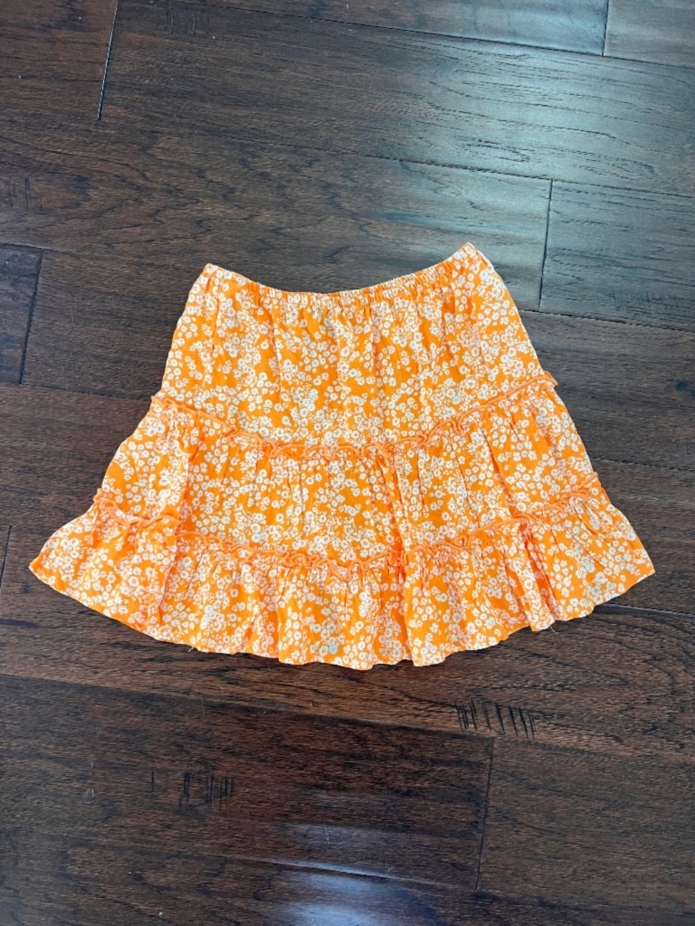 Art Class Girls Tiered Floral Ruffle Mini Skirt Orange Size S (6/6X)